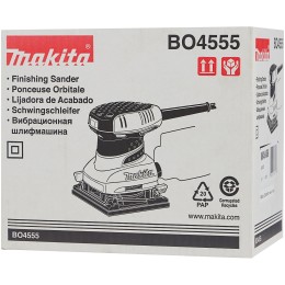 Шлифовальные машины Makita BO4555 ВШМ,{200Вт,114х102мм,14000об\м,ампл-1.5мм,1.1кг,кор,п\сборник,зажим\липучка }